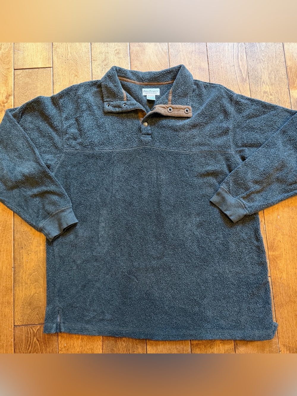Vintage Norm Thompson Fleece Pullover Sweater with Button Collar size Large